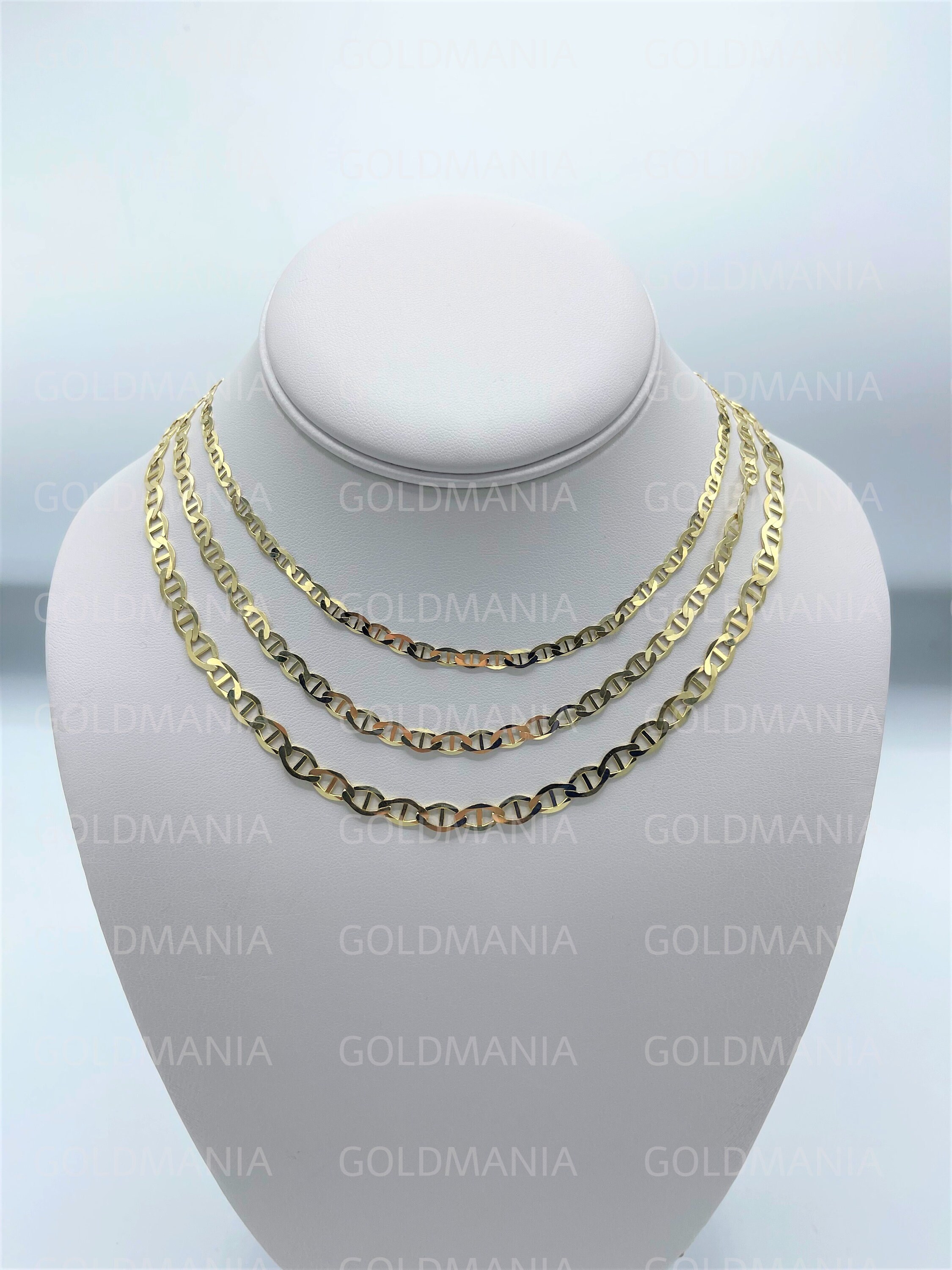 14K Solid Gold Mariner Link Chain 