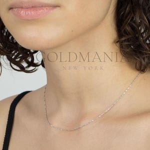 14K Solid White Gold Singapore Chain Necklace, Dainty Gold Chain, Real Gold Necklace, 1mm Thin, 16&quot; 18&quot; 20&quot; 22&quot; 24&quot;, Gold Chain For Women