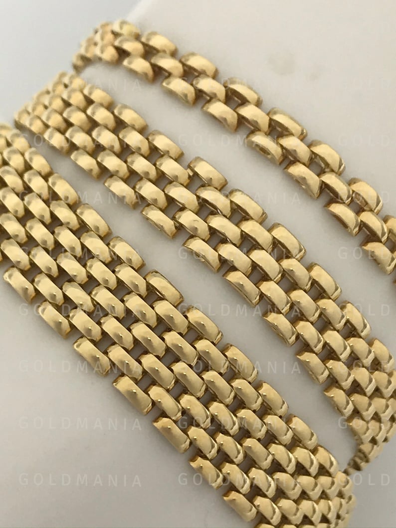 14K Yellow Gold Panther Link Bracelet 7 Inch 4mm 6.5mm Etsy Australia