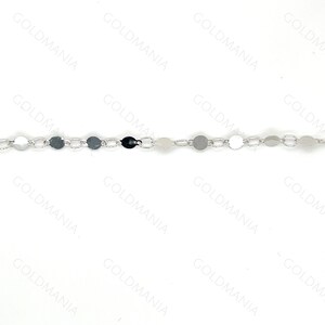 14K Solid White Gold Mirror Link Bracelet: 7 Inch 4mm Thick image 10
