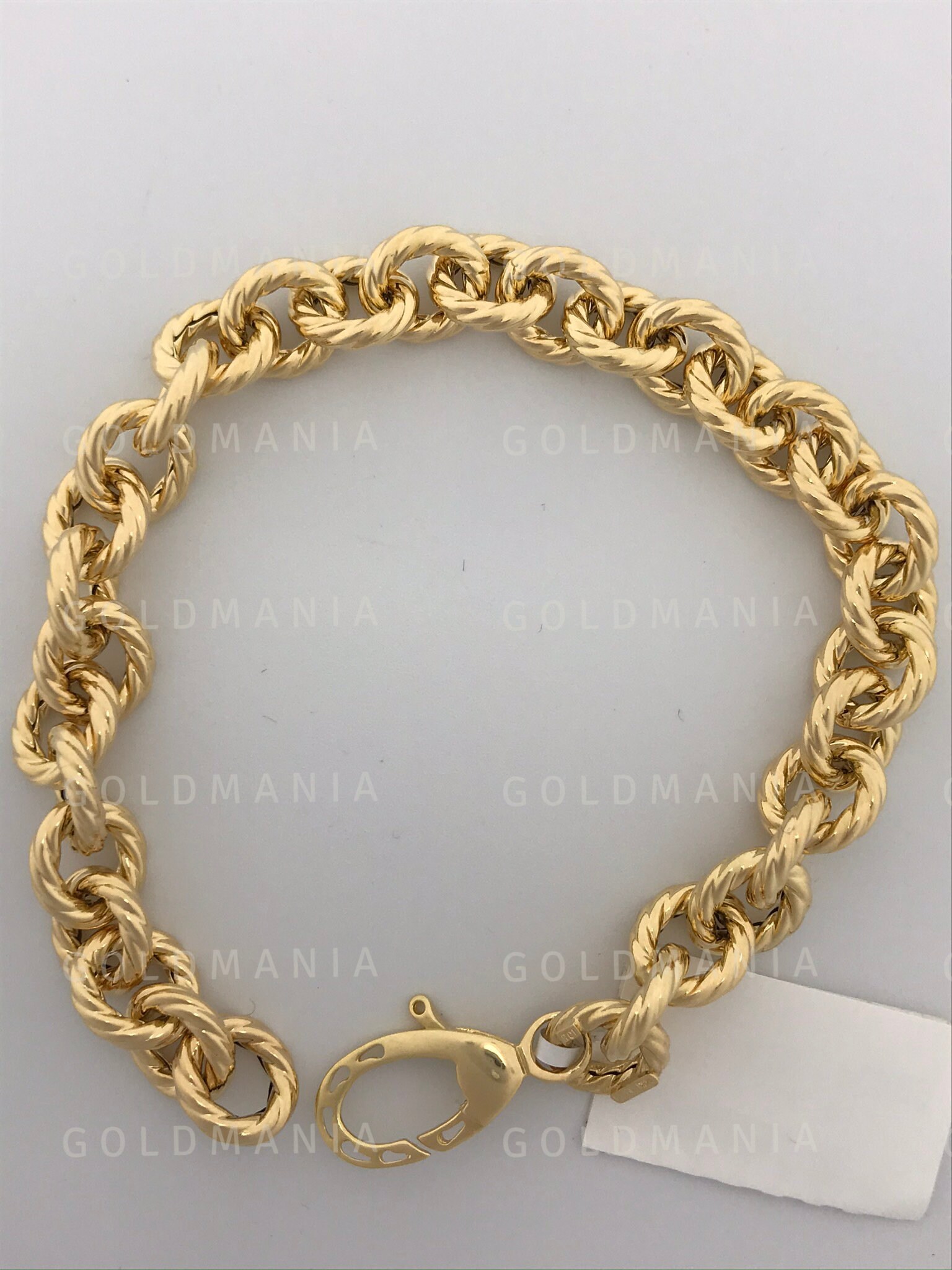14K Yellow Gold Textured Round Link Chain Bracelet 8 | Etsy