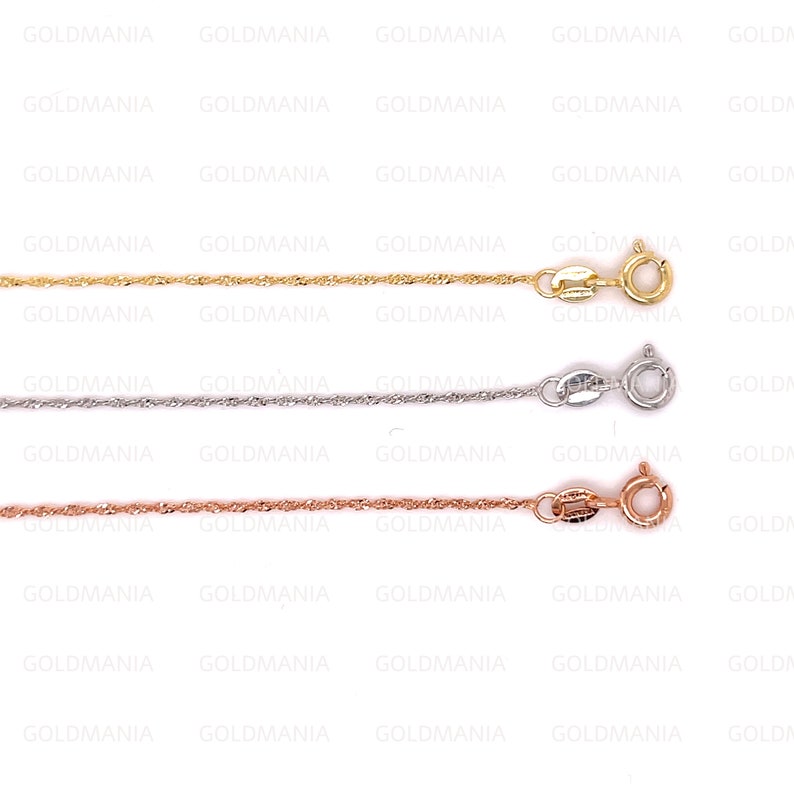 14K Solid Gold Twist Singapore Chain Necklace 16 Etsy