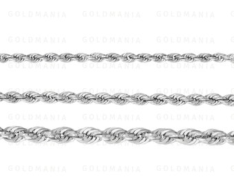 14K White Gold Rope Chain Necklace 18 
