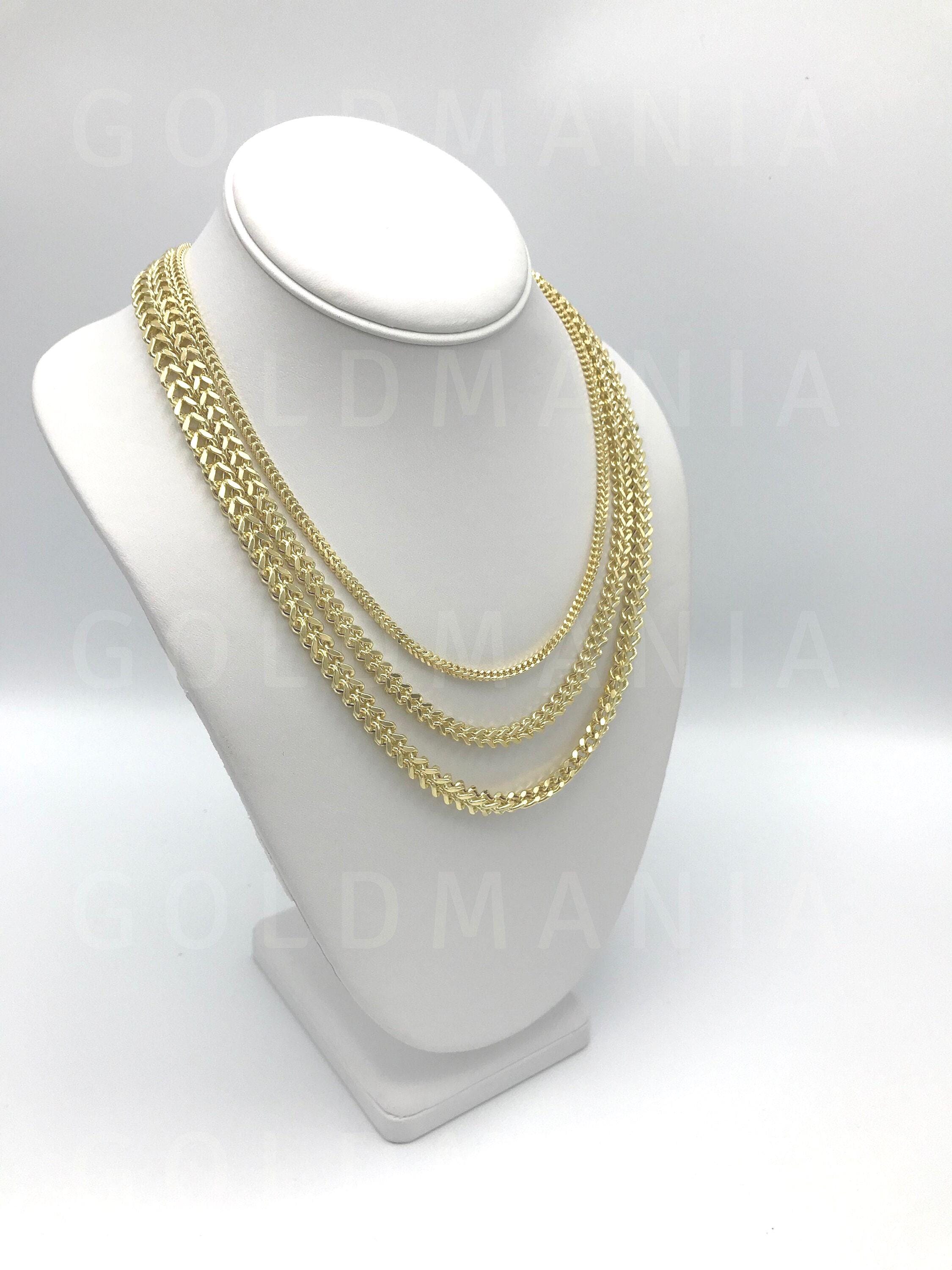 Collana A Catena Lunga Con Maglie A Serpente In Oro Giallo 14 Carati Vintage Massiccio
