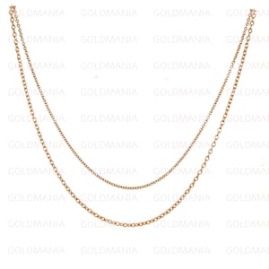 14K Solid Rose Gold Oval Cable Link Chain Necklace, 1.2mm 1.5mm Thick, 18&quot; Inch, Real Gold Chain, Thin Gold Chain, Women