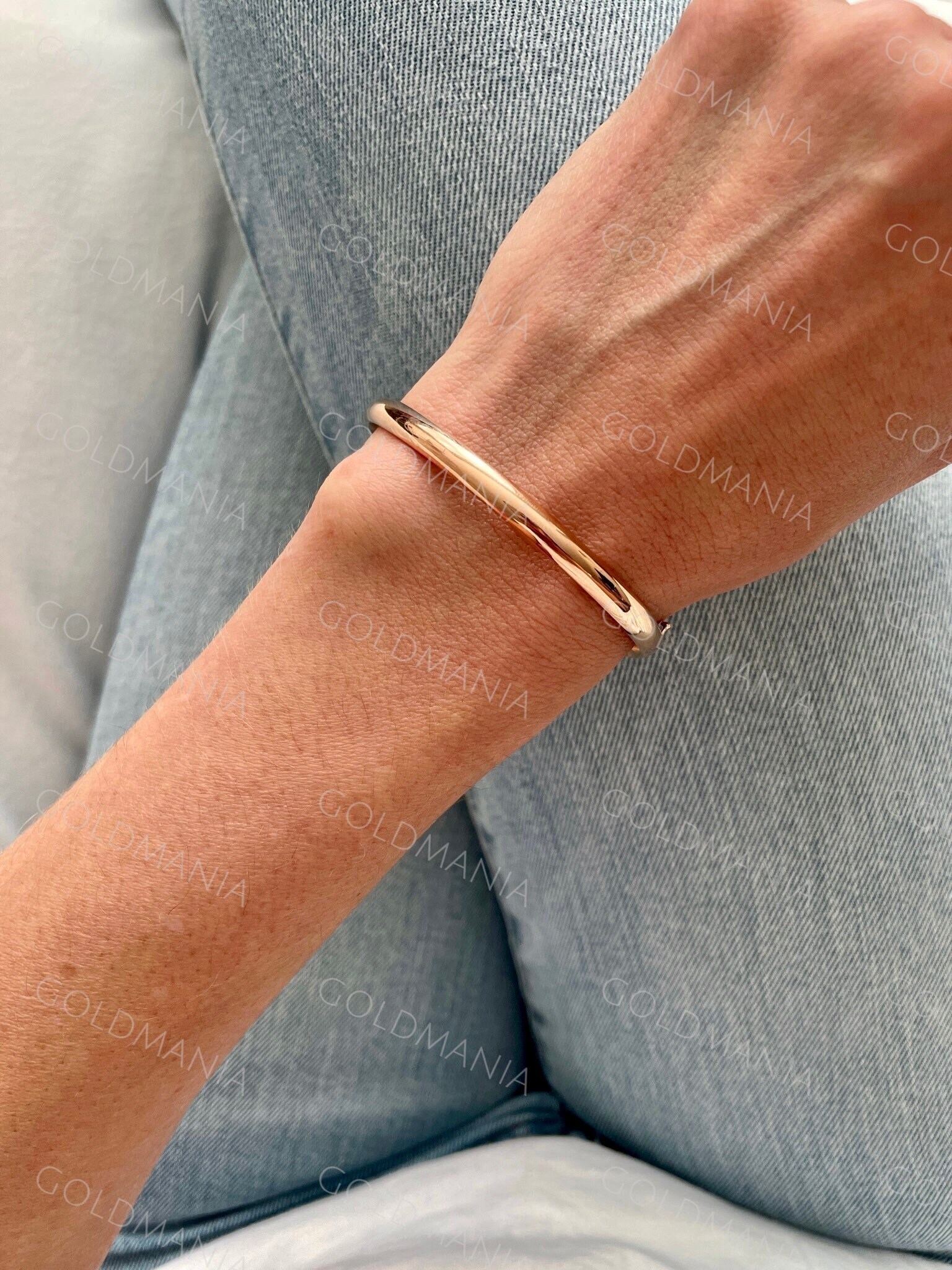 Thin Gold/rose Gold Loop Bangle/ Silver and Gold Bangle/ 