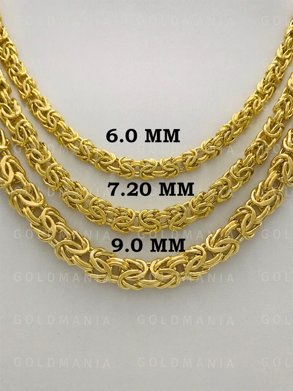 Hollow Three-Strand Byzantine Chain Necklace 2.95mm 14K Yellow Gold 18
