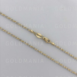 14K Two Tone Solid Gold Sparkle Rope Chain Necklace, 16&quot; 18&quot; 20&quot; Inch, 1.5mm Thick, Real Gold Chain, 14K White Yellow Gold, Women