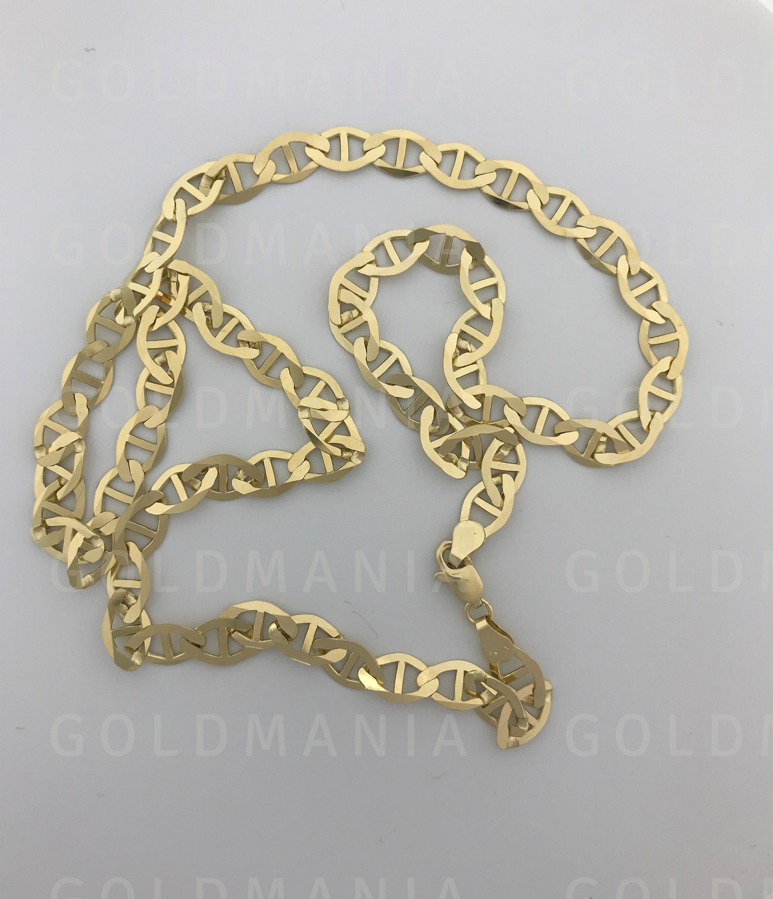 10K Solid Yellow Gold Mariner Chain 