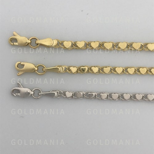 Solid 14K Gold Heart Link Chain 