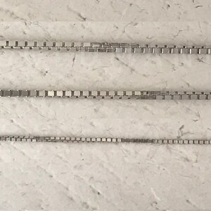 10K Solid White Gold Thin Box Chain Necklace with Lobster Clasp, 0.5mm-1mm, 16-24" image 3