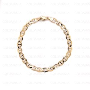 14K Solid Gold Mariner Bracelet, 7&quot; 8&quot; Inch, 5.5mm Thick, Real Gold Bracelet For Women, Flat Mariner Bracelet, Yellow Gold Bracelet