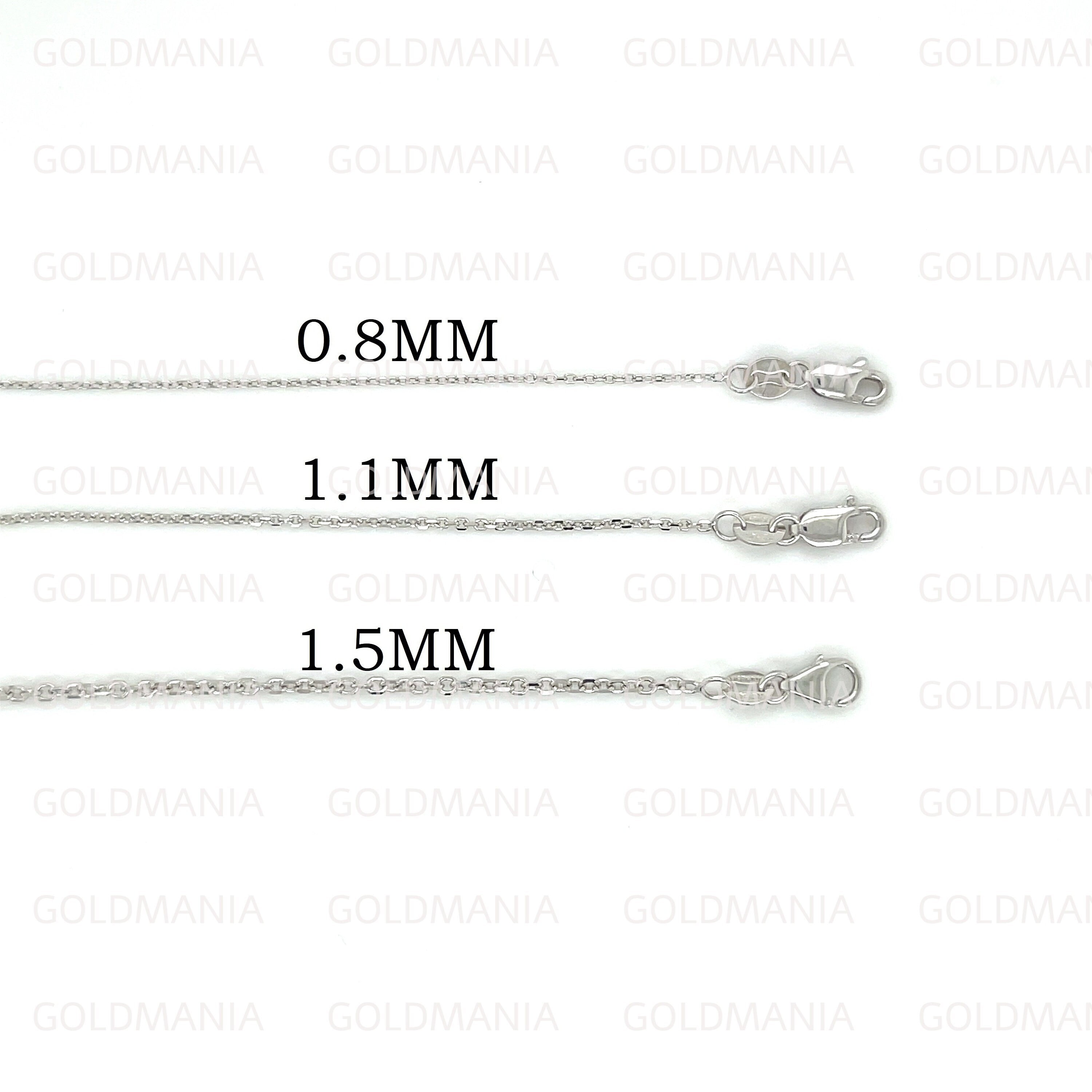 14K Solid White Gold Diamond Cut Cable Link Chain Necklace