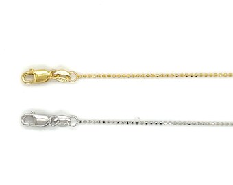 14K Massivgold Diamantschliff Perlenkette Halskette: Zierliche Damenkette