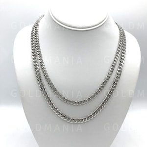 14K Solid White Gold Miami Cuban Link Chain Thick, Real Gold Necklace for Men and Women, 5mm 6mm Thick, 20&quot; 22&quot; 24&quot;, Heavy Sturdy Chains