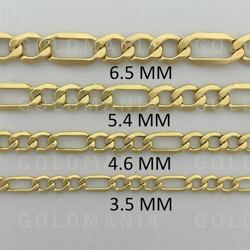 14K Yellow Gold Figaro Hollow Chain 