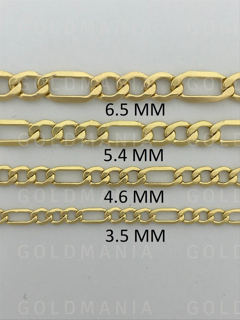 14K Yellow Gold Figaro Hollow Chain Necklace 18 Etsy