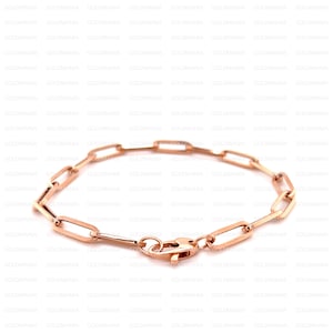 14K Rose Gold Paperclip Bracelet, 7.5&quot;, 4.2mm Thick, Real Gold Bracelet, Paper Clip Bracelet, Paperclip Gold Bracelet, Lightweight, Women