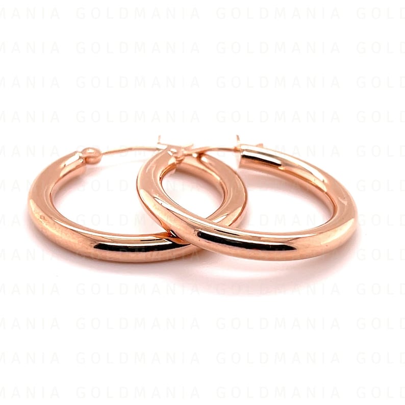 Örhängen i 14 karat roséguld: Polerat roséguld, 3 mm tjockt bild 2