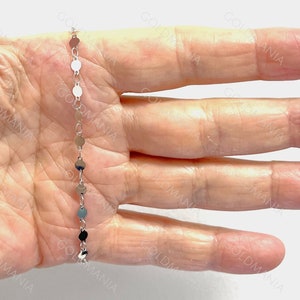 14K Solid White Gold Mirror Link Bracelet: 7 Inch 4mm Thick image 7