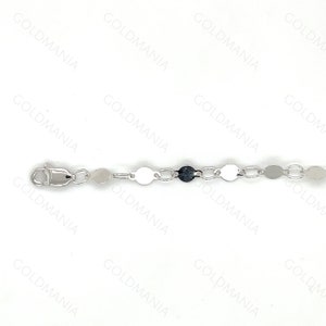 14K Solid White Gold Mirror Link Bracelet: 7 Inch 4mm Thick image 8