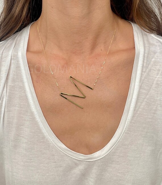14K Solid Gold Initial Necklaces 18