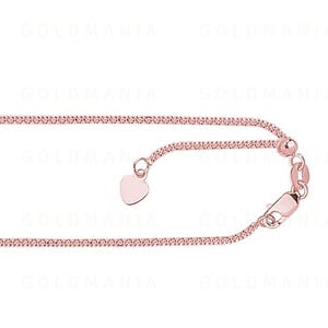 14K Solid Rose Gold Popcorn Chain Necklace, Adjustable Up to 22", 1.3 mm Thick, Real Gold Chain, Beaded Chain, Thin Chain, Women