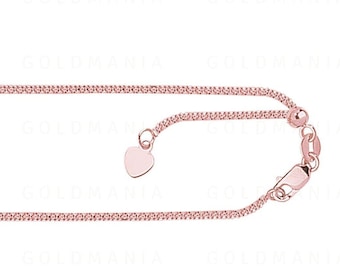 1.3mm 14k Rose Gold Adjustable Popcorn Chain 22 for sale online