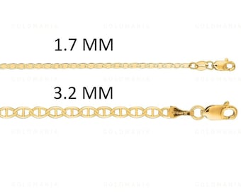 Tobillera marinera de oro amarillo macizo de 10 quilates - Pulsera de tobillo para mujer