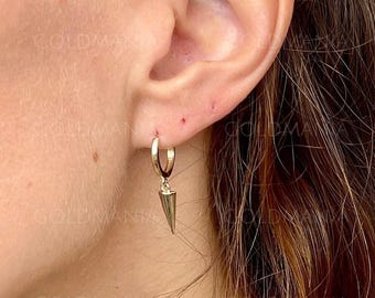 14Kイエローゴールド スパイクダングルピアス：長さ14mm - Etsy 日本