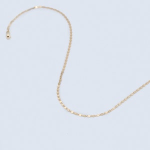 14K Solid Gold Mirror Chain Necklace: Yellow, White, Rose Gold 14K Yellow Gold
