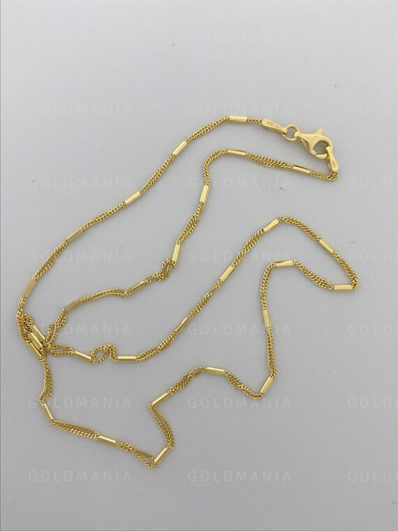 Solid 14K Yellow Gold Bar Station Chain 