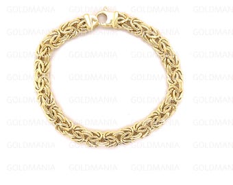 14K Yellow Gold Byzantine Bracelet - 6-9mm Thick