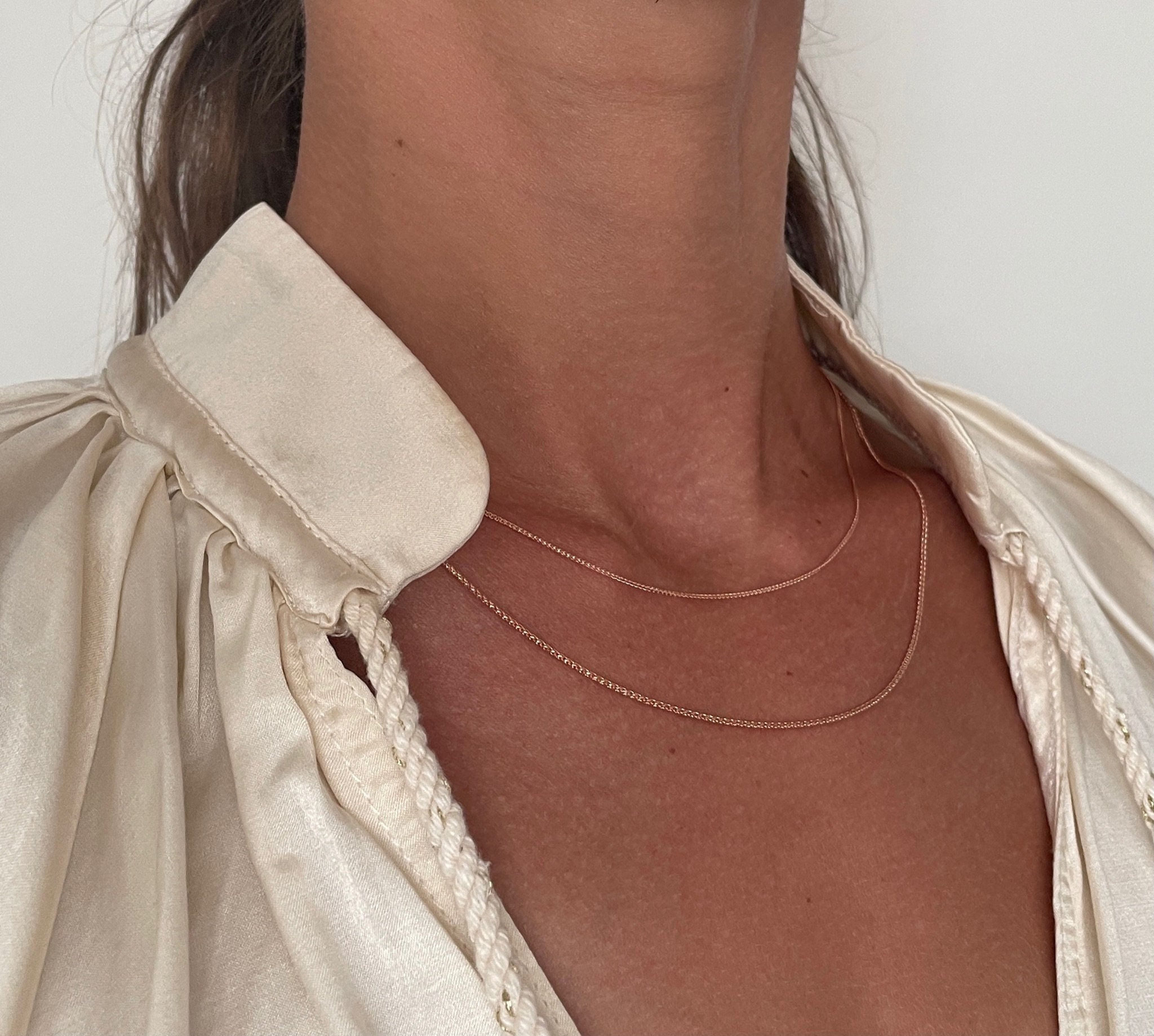 14K Solid Rose Gold Wheat Chain 