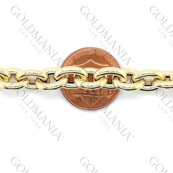 Rolo Kette Mit Texturiert Stations Halskette Echt 14K Gelbgold