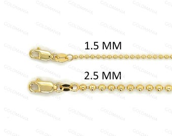 ソリッド18Kゴールド 1mmボールチェーン ダイヤモンドカットチェーン
