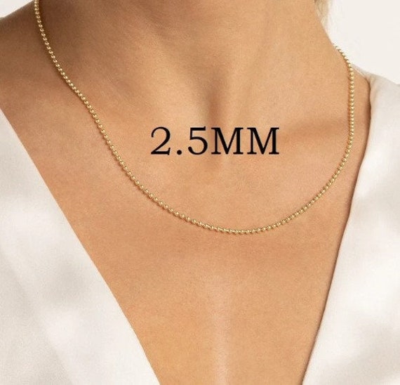14K Solid Rose Gold Ball Chain Necklace: Women's Bead Chain - Etsy