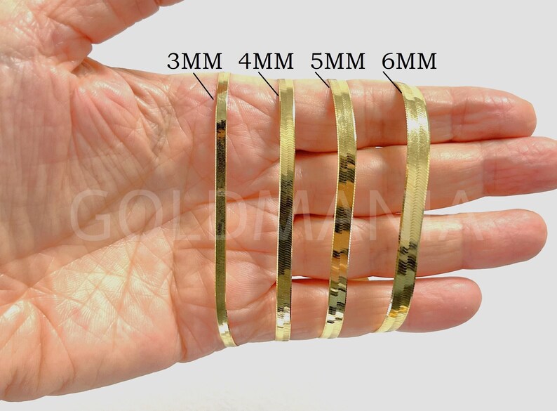 14K Solid Gold Herringbone Bracelet 7 8 3mm 4mm Etsy