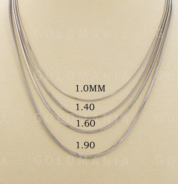 14K White Gold Round Snake Chain 