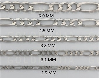 Catena Oro Giallo 22 Pollici Uomo Collana Figaro In Oro Giallo 14K Solido Italia - Lunghezza 22", Chiusura A Granchio, Per Uomo Collana Oro 14k Uomo - Foto 4