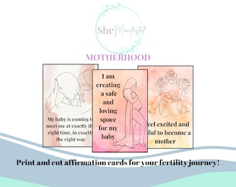 Tarjetas de afirmación del viaje de concepción y fertilidad para el embarazo