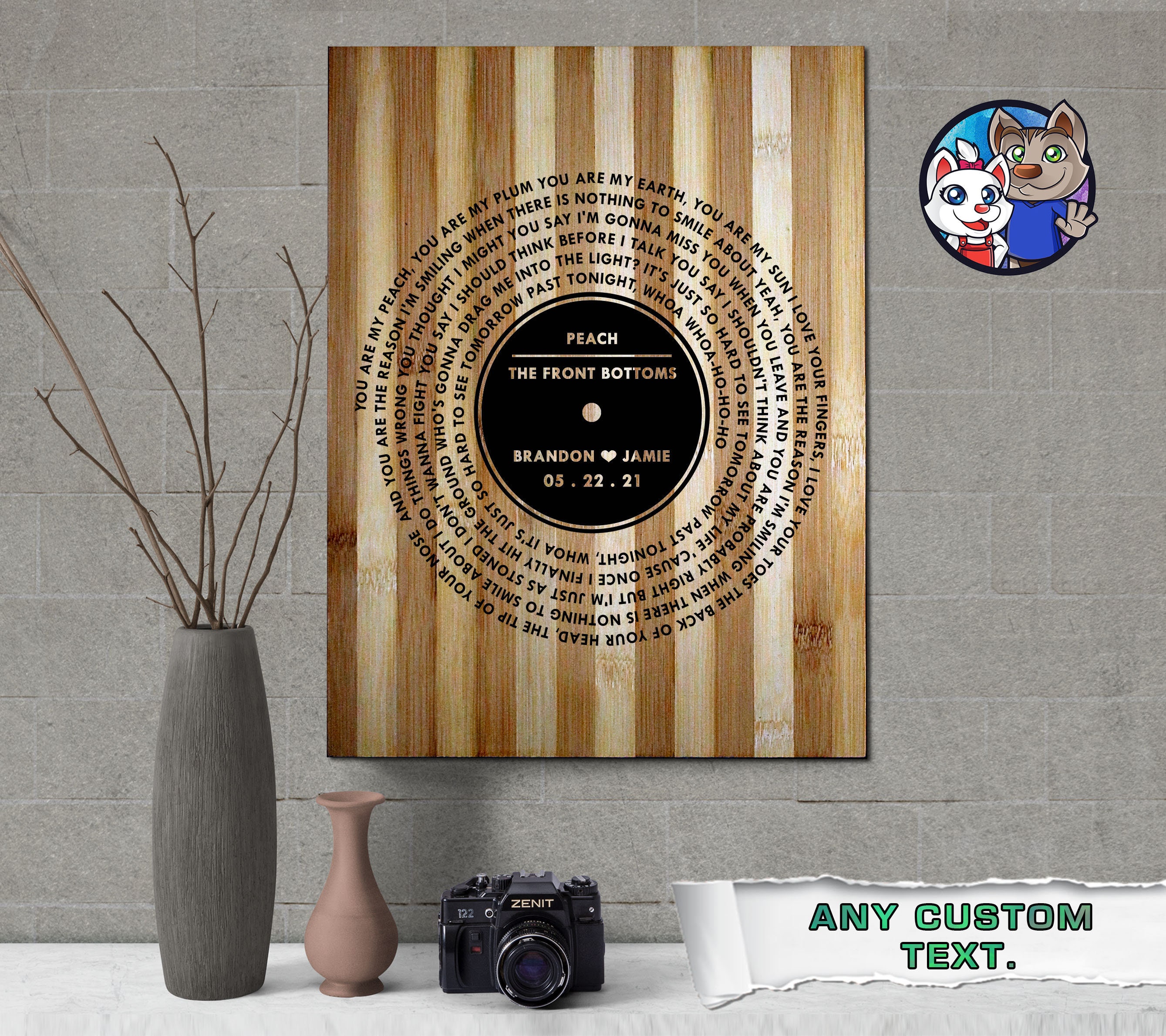 Bamboo Any Song Lyrics Personalised Print Custom Record Etsy