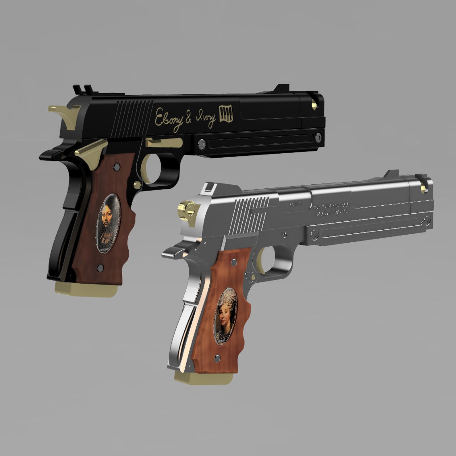 Ddiy ebony and ivory guns