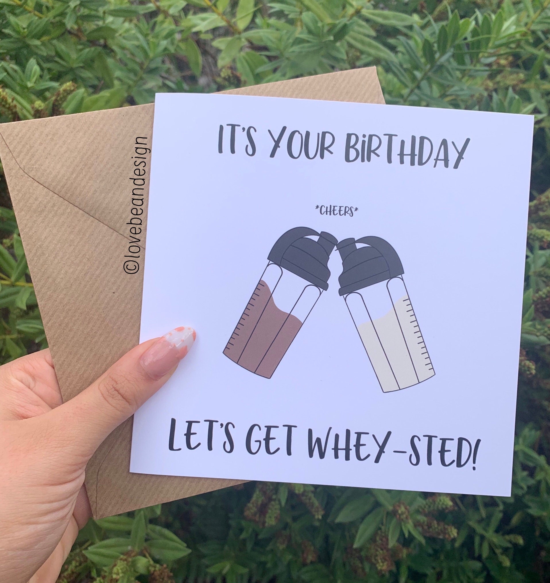 Whey protein It's your birthday Gym Rat Birthday Card blender bottle