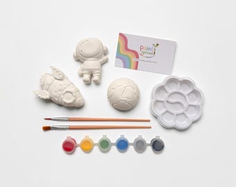 Space Paint Your Own Plaster Kit | Astronaut, Rocket, Earth Figures (DIY Craft Box)