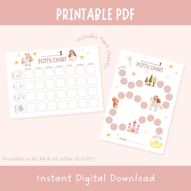 Printable Princess Potty Training Chart | Reward Chart for Toddlers ...