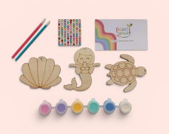 Paint Your Own Mermaid Friends Wooden Ornament Craft Kit