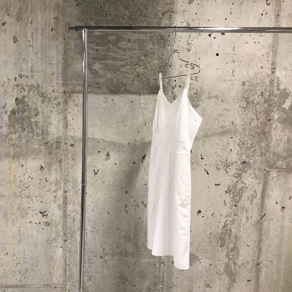 Vintage White Cotton Blend V-Neck Slip
