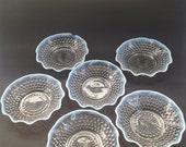 Vintage Moonstone Hobnail Set of 6 Dessert, Berry, Fruit, Salad, Nut, Candy Bowls Fenton Glass