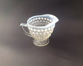 Vintage Moonstone Hobnail Creamer Milk Server Fenton Glass